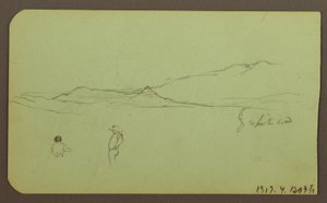 Tegning, bjerglandskab; bagside: bjerglandskab, figur, 1883 af Frederic Edwin Church