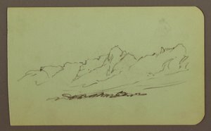 Tegning, bjerglandskab; bagside: bjergkæde, figur, 1883 af Frederic Edwin Church