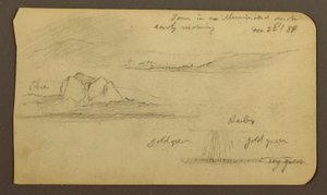 Tegning, bjerglandskaber; bagside: bjergflanke, Tocatecas, 22. december 1884 af Frederic Edwin Church