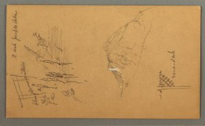 Tegning, bjergtop, vegetation ved bassin, 1868 af Frederic Edwin Church