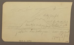 Tegning, Mountain Peak; bagside: Rugged Range, 1. maj 1885 af Frederic Edwin Church