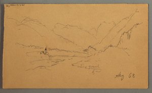 Tegning, Bjergtoppe, 1868 af Frederic Edwin Church