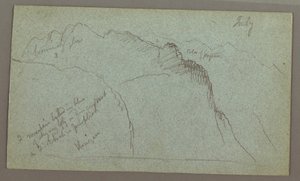 Tegning, Mountain Peaks, muligvis juli 1868 af Frederic Edwin Church