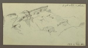 Tegning, Bjergtoppe, muligvis 1868 af Frederic Edwin Church