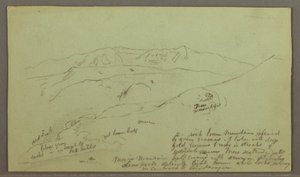 Tegning, bjergkæde, maj, muligvis 1868 af Frederic Edwin Church