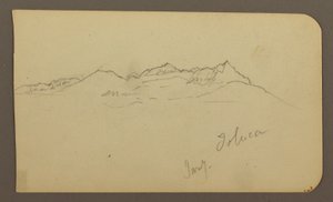 Tegning, bjergkæde, Toluca; bagside: Tårn, bjergkæde, Toluca, 7. januar 1885 af Frederic Edwin Church