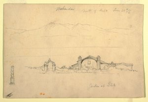 Tegning, bjergkæde med Mohanda, nord for Quito (), 24. juni 1857 af Frederic Edwin Church