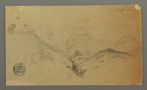 Tegning, Bjergstudie, muligvis 1868 af Frederic Edwin Church