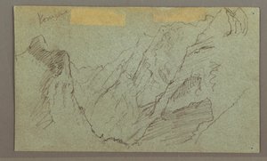 Tegning, bjergdal, muligvis 1868 af Frederic Edwin Church