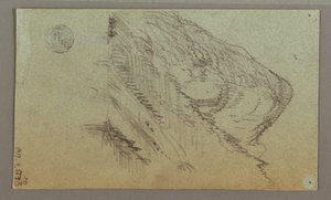 Tegning, bjergdal, muligvis 1868 af Frederic Edwin Church