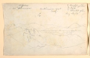 Tegning, bjerglandskab, Colombia, 14. august 1853 af Frederic Edwin Church
