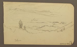 Tegning, bjerglandskab, Toluca; bagside: Bjerg, Toluca, 20. april 1885 af Frederic Edwin Church
