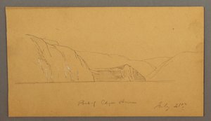 Tegning, bjergrig bugt, 21. juli 1859 af Frederic Edwin Church