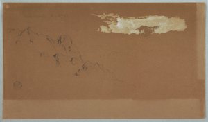 Tegning, bjerge nær Mocho, Ecuador, viser sandsynligvis Mt. Chimoborazo indrammet af skyer, 16. juni 1857 af Frederic Edwin Church