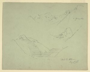 Tegning, bjerge nær Abtenau, Salzkammergut, 5. august 1868 af Frederic Edwin Church