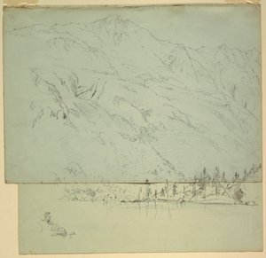 Tegning, Mt. Katahdin, Maine, 1870-78 af Frederic Edwin Church