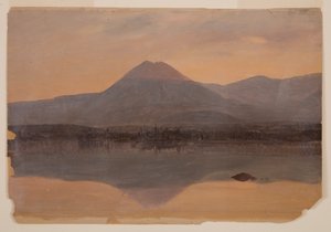 Tegning, Mt. Katahdin fra Lake Katahdin, 1860-70 af Frederic Edwin Church