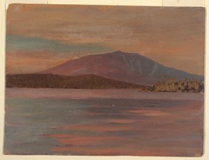 Tegning, Katahdin-bjerget fra Togue Pond, 1877 af Frederic Edwin Church
