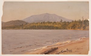 Tegning, Katahdin-bjerget fra Togue Pond, muligvis 1878 af Frederic Edwin Church