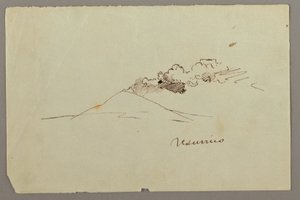 Tegning, Vesuv med røg, muligvis 1868-69 af Frederic Edwin Church