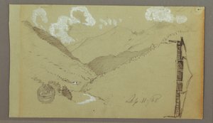 Tegning, Narrow Valley, bygning, 11. september 1803 af Frederic Edwin Church
