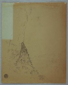 Tegning, Niagara Falls: "Lidt af en trappe ved Niagara", juli 1856 af Frederic Edwin Church