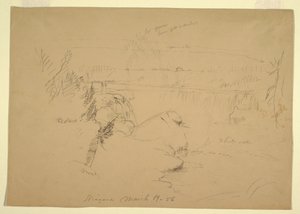 Tegning, Niagara Falls, udsigt fra Goat Island, 19. marts 1856 af Frederic Edwin Church