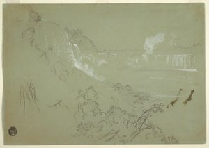 Tegning, Niagara Falls fra bunden af Prospect Point, 1856 eller 1858 af Frederic Edwin Church