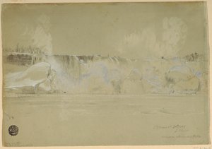 Tegning, Niagara Falls i sne, fra nordvest, 20. marts 1856 af Frederic Edwin Church