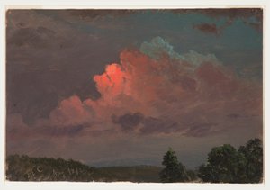Tegning, Natten falder på nær Olana, august 1872 af Frederic Edwin Church