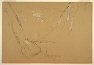 Tegning, "Obersee", nær Berchtesgarden, Bayern, 17. juli 1868 af Frederic Edwin Church