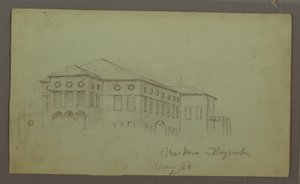 Tegning, gammelt hus, Beirut, 1868 af Frederic Edwin Church