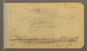 Tegning, Orizaba; Bagside: Skyet himmel, hustag, 1889 af Frederic Edwin Church