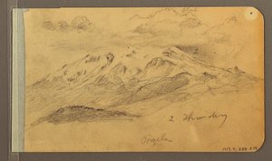 Tegning, Orizaba; Bagside: Skyet himmel, hustag, 1889 af Frederic Edwin Church