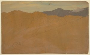 Tegning, Palmer og hustage, Ecuador, maj 1857 af Frederic Edwin Church