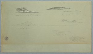 Tegning, en del af Fogo Island, indisk udseende, 2. juli 1859 af Frederic Edwin Church