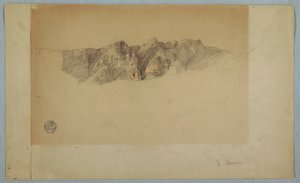 Tegning, en del af en riflet bjergkæde, sandsynligvis Ecuador eller Colombia, 1853 eller 1857 af Frederic Edwin Church