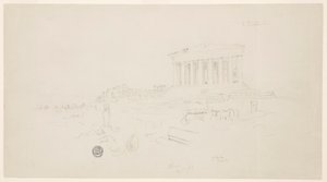 Tegning, Parthenon og Erectheion, Athen, april 1869 af Frederic Edwin Church