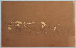 Tegning, delvis udsigt over Guaranda, Ecuador, 3. juni 1857 af Frederic Edwin Church