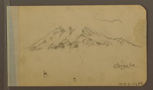 Tegning, Orizaba-toppen, figur; bagside: Sletter og bjergkæder, 1889 af Frederic Edwin Church
