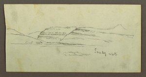 Tegning, Sletten og bjergkæden, muligvis 1868 af Frederic Edwin Church