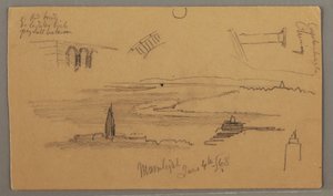 Tegning, sletter, arkitektoniske studier, 4. juni 1868 af Frederic Edwin Church