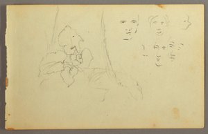 Tegning, Plantestudie, ansigter, muligvis 1844 af Frederic Edwin Church