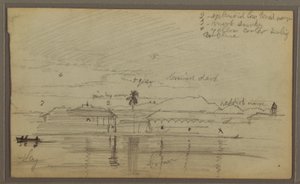 Tegning, flodlandskab, 1857 af Frederic Edwin Church