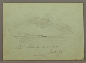 Tegning, Klipper foran kystlinjen, Klipper ved kystlinjen, april 1869 af Frederic Edwin Church