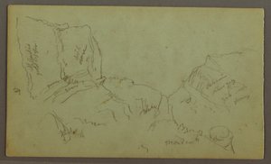 Tegning, Rocky Mountaintops, muligvis 1868 af Frederic Edwin Church