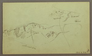Tegning, Rocky Mountaintops, muligvis 1868 af Frederic Edwin Church