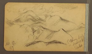 Tegning, barske bjerge, 17. april 1889 af Frederic Edwin Church