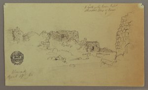 Tegning, ruiner, 27. april 1868 af Frederic Edwin Church