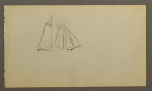Tegning, Sejlbåd rider på bølger, muligvis 1860 af Frederic Edwin Church